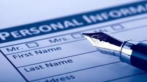 Personal information form with pen