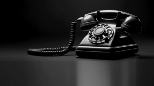 Photo of a vintage black rotary-style landline phone taken by Pawel Czerwinski