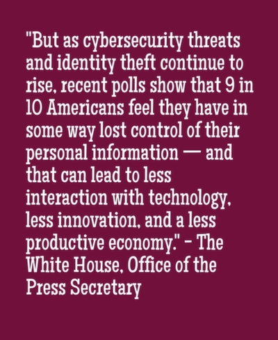 But as cybersecurity threats and identity theft continue to rise, recent polls show that 9 in 10 Americans feel they have in some way lost control of their personal information — and that can lead to less interaction with technology, less innovation, and a less productive economy.